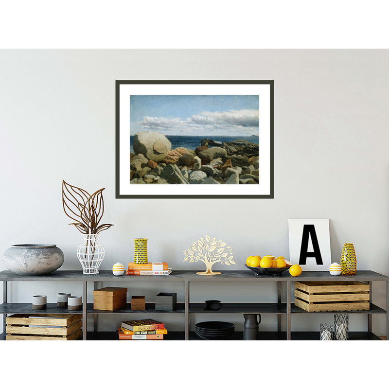 «Coastal Rocks Nahant: A S Croquis» par William Bradford - Estampe numérique encadrée, H 30,98 po x l 41,5 po