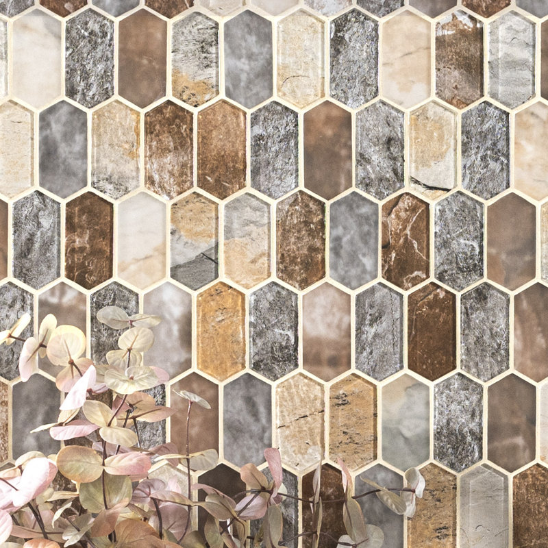 Desert Strata Spire 12 in. x 13 in. Glass Mosaic Wall Tile