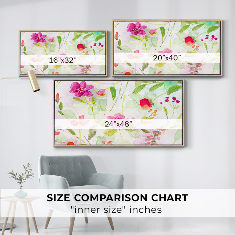 Jardin d'été - Toile tendue avec châssis, prête à accrocher, H 25 po x l 49 po, Naturel