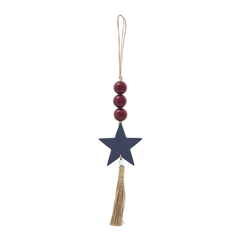 Ornement étoile et pampille 10x3, Bleu / rouge / brun clair
