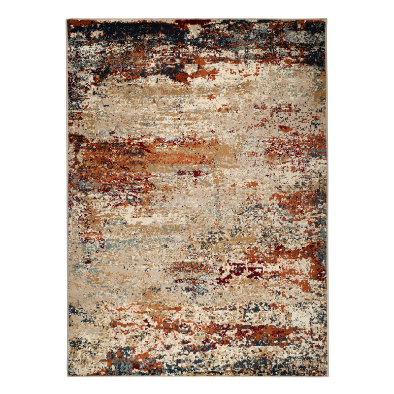 Beachley Abstract Modern Terracotta Area Rug, Rectangle 8'9" x 11'9"