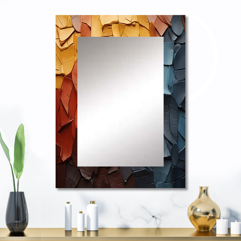 Collage d'arbre séquoia bleu et beige - miroir séquoia, miroir mural traditionnel, 32" x 24"