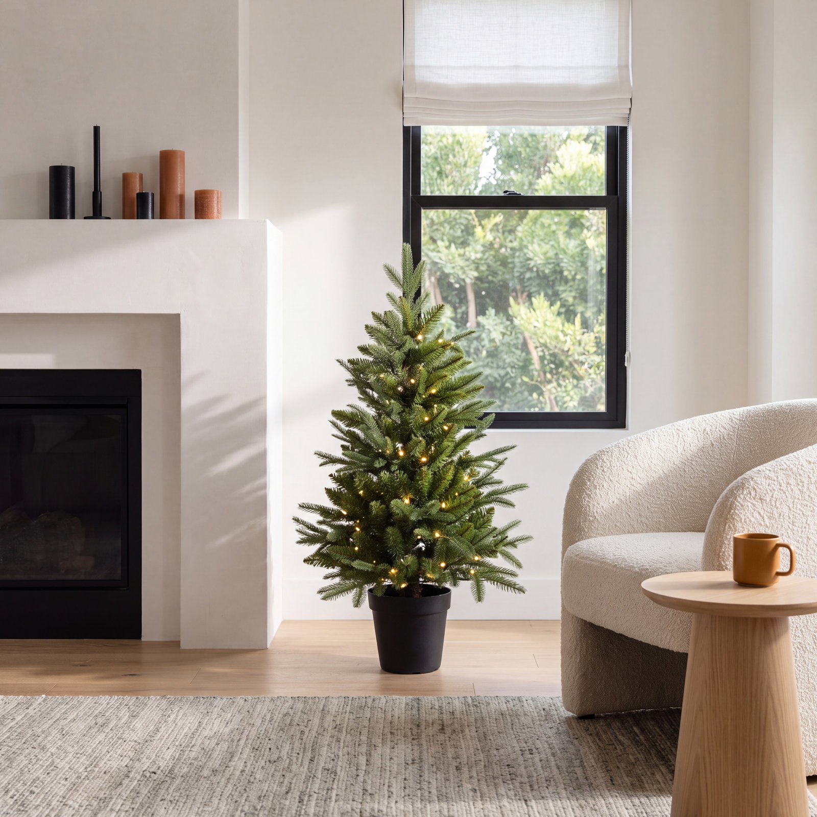 Potted Frosted 3' Pre-Lit Pine Christmas Tree