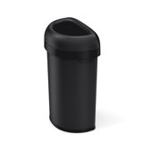 simplehuman Semi-Round Open Top Trash Can Commercial Grade Heavy Gauge