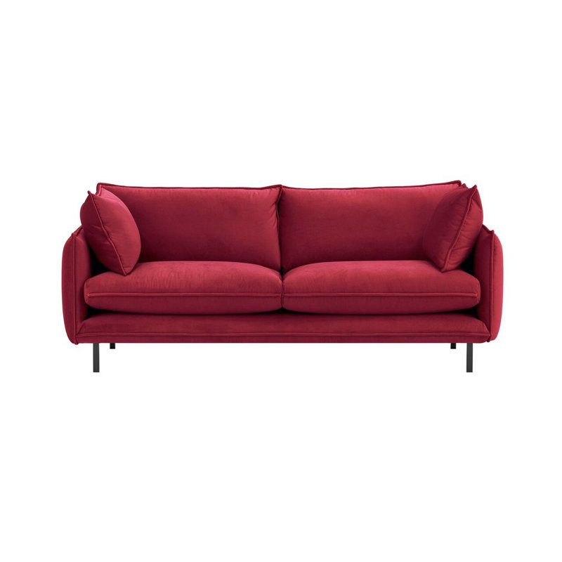 Neshay 3 Seater Velvet Sofa, Red
