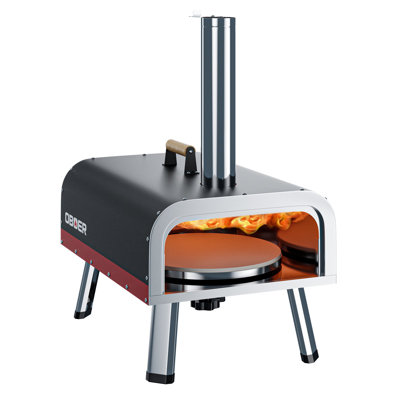 Outdoor Pizza Oven, Multi-Fuel Side Rotatable with Gas Burner, Pizza Stone, Pizza Cutter & Carry Bag