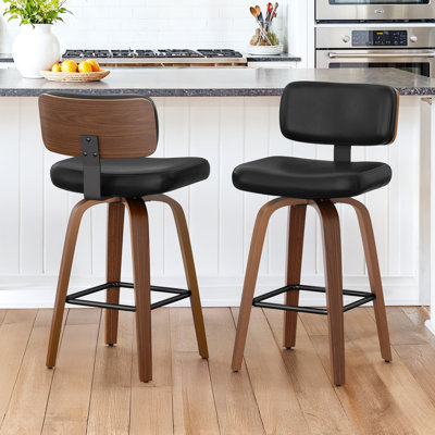 Tabouret de bar et de comptoir pivotant en cuir Derek