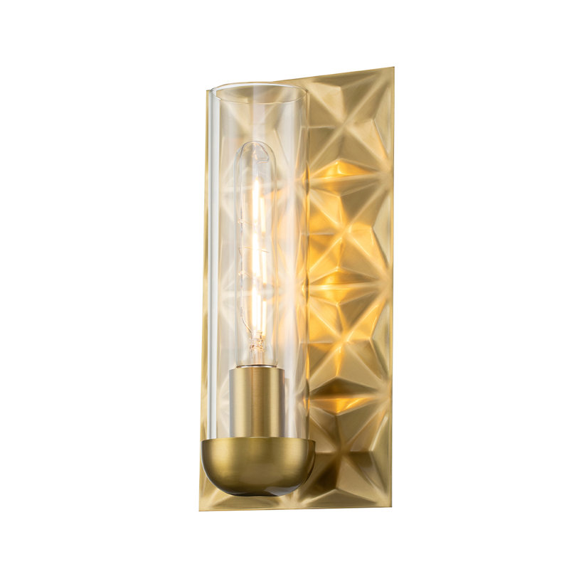 Alpha Iron Metal Armed Wall Sconce, Aged Brass