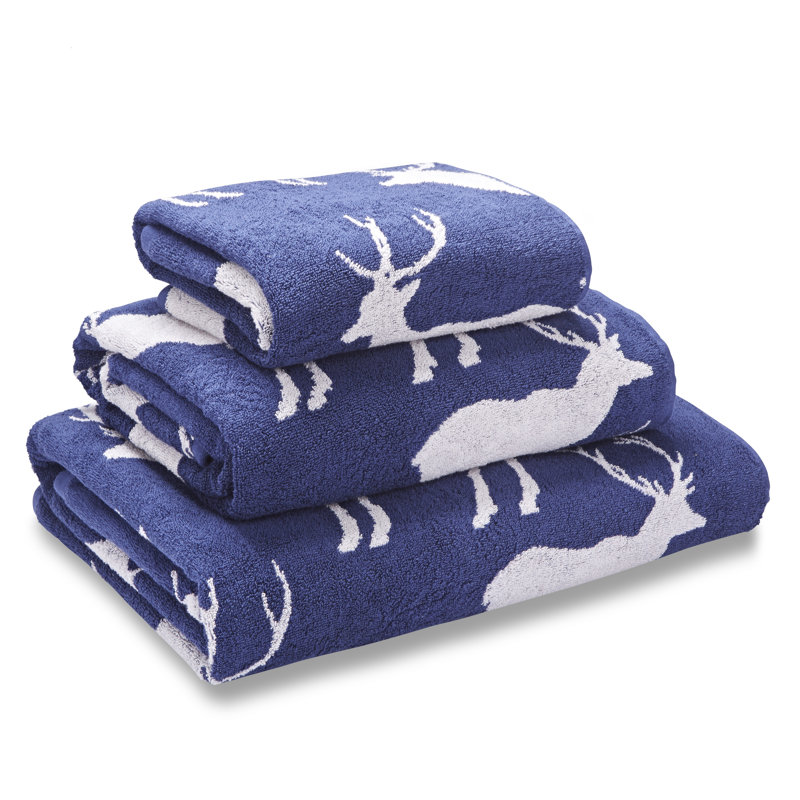 Stag Cotton Bath Towel, Blue