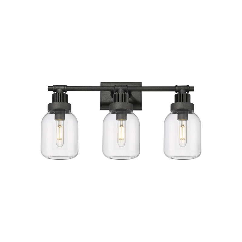 3 - Light Dimmable Vanity Light, Clear, Weathered Zinc
