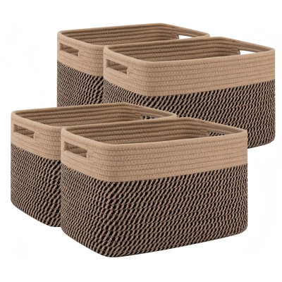 Paquet de 4 paniers de rangement pour l'organisation, paniers tissés pour tablettes, parfaits pour les jouets, les livres, les serviettes et les vêtements, bacs de rangement pour jouets durables