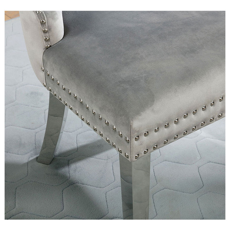 Gurbir 0'' H Tufted Fabric Upholstered Dining Chair, Gray