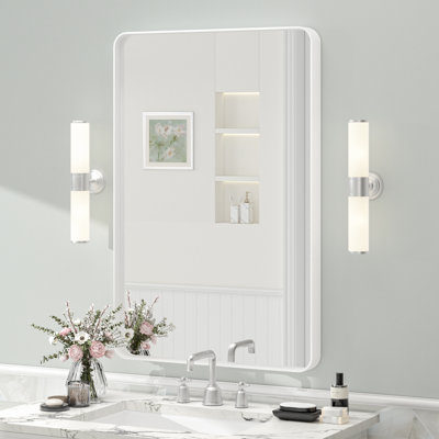 Molly Tempered Glass and Metal Framed French Cleat Mounted Wall Bathroom / Vanity Mirror
