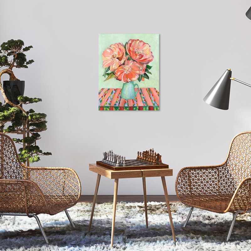 Impression sur toile, "Floral and Botanical Peachy cocktail Traditional Orange", H 20 po x l 16 po x P 0,8 po