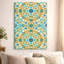 Toile encadrée à motif floral victorien orné - reproduction de tapisserie botanique classique bleue et dorée - décoration murale traditionnelle 24 x 36