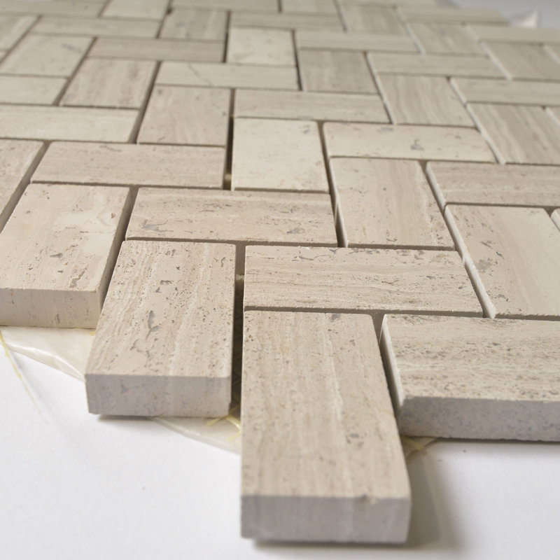 Carreau de mosaïque de mur et de plancher en marbre à chevrons en croix 1 po x 2 po Cross