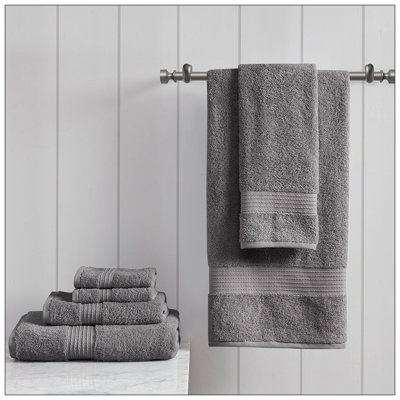 Charcoal 100% Organic Cotton 6-Piece Solid Bath Towel Set