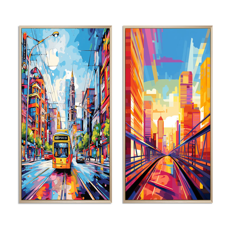 «City Berlin Popart», 2 pièces sur toile, H 40 po x l 40 po, Encadrement brun