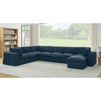 Canapé d'angle modulaire réversible Aneea avec pouf