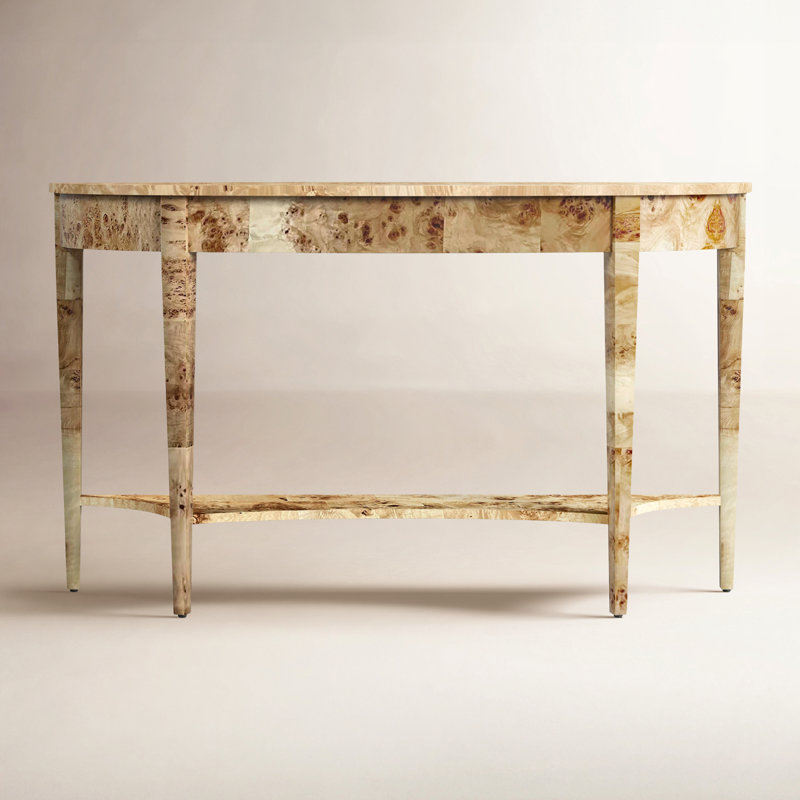 Astor 54"W Demilune Console Table, Light Burl