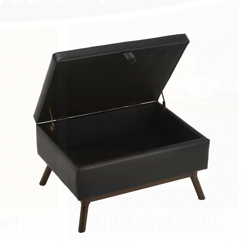 Table basse avec rangement, repose-pieds, Polyuréthane noir