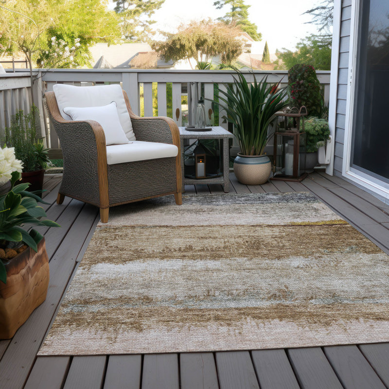 Tapis intérieur / extérieur brun Raffinna , 10 pi x 14 pi