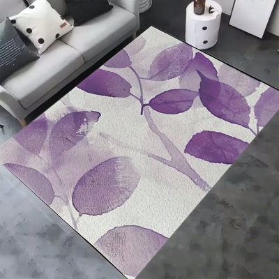 Lavender Purple Grey Dahlia Soft Fluffy Velvet Area Rug for Living Room Bedroom, Non-Slip Washable Carpet, Chic Minimalist Home Decor 6*8.2ft