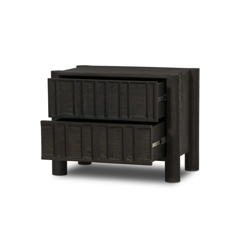 Ezri Nightstand-Cocoa Oak, Black
