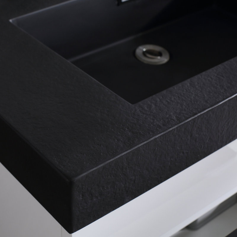 Meuble-lavabo simple 30 po Siegfried, Blanc lustré