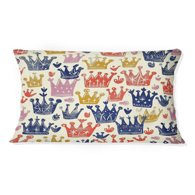 Coussin lombaire à imprimé couronne orange et bleu royal