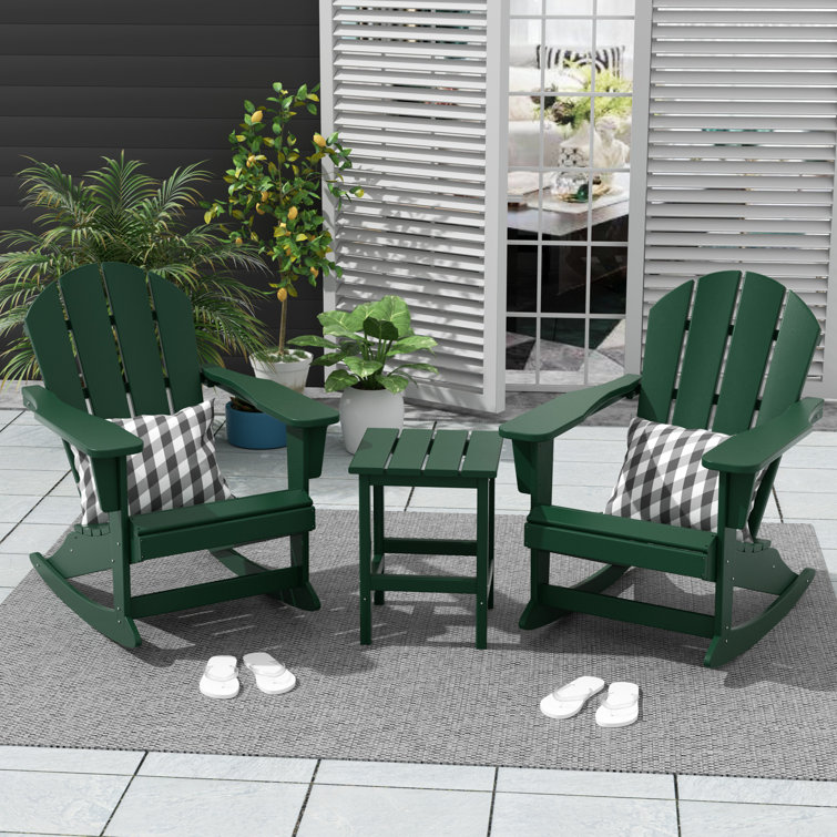 Cullan Plastic Rocking Adirondack Chair with Table