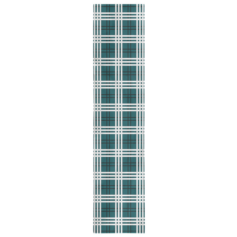 Paid Polyester Table Runner, 72" L x 16" W, Midnight Green/Black/White