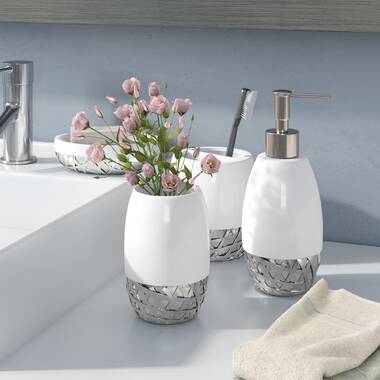 Modern 4 Piece White Ceramic Bathroom Accessories Set