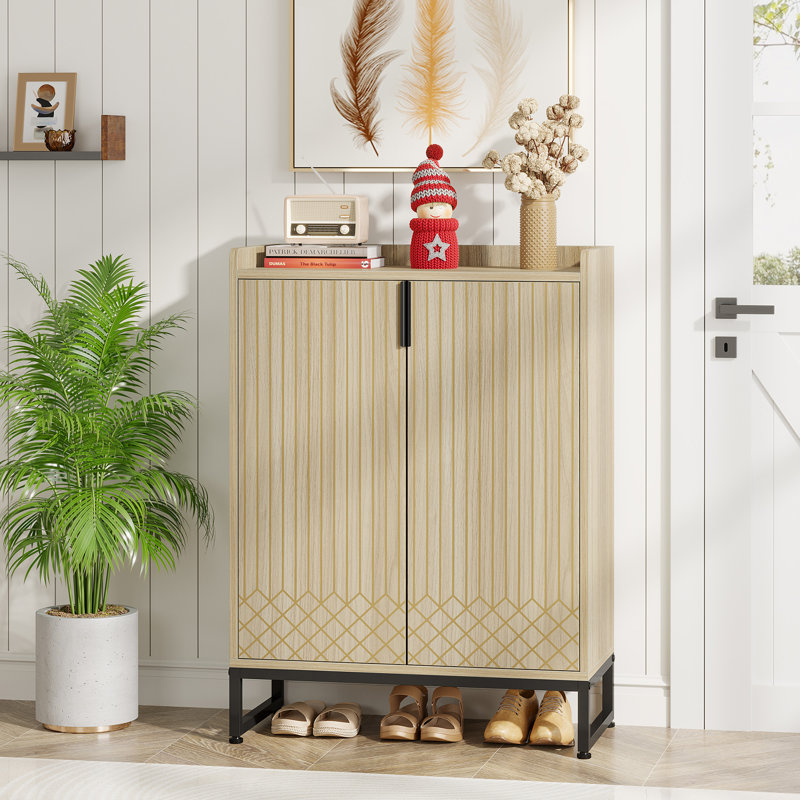 Armoire de rangement pour chaussures Hauge, Bois naturel