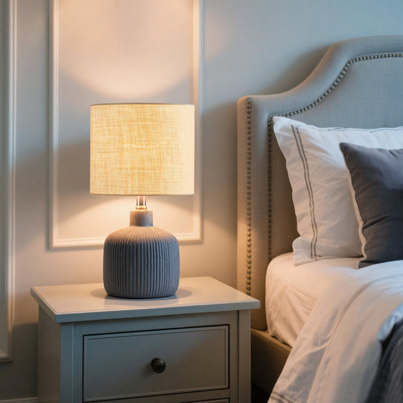 Lampe de table en céramique 17,5 ", Marine