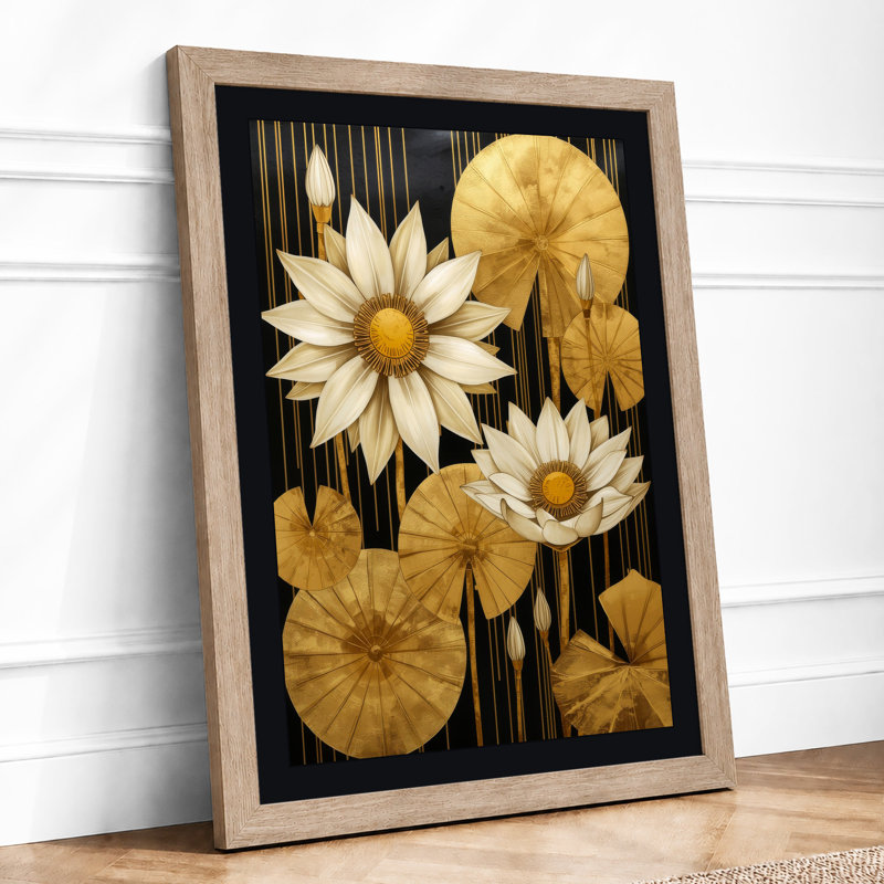Modernist Bloom Art Deco - Framed Print, A4 - 29.7 x 21.0 cm, Oak