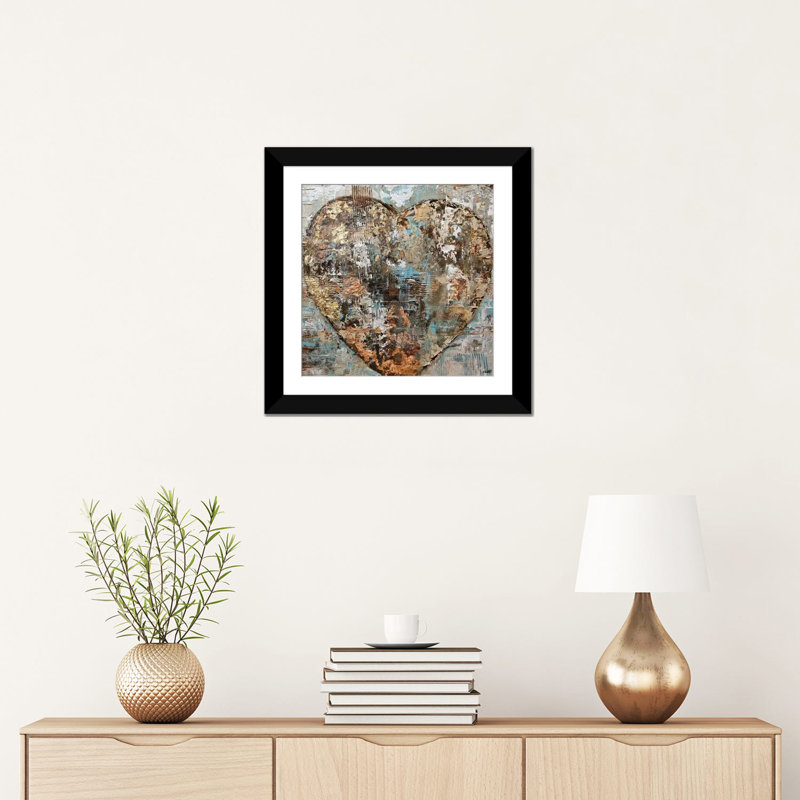 «Swiger Artist's Heart», reproduction sur toile, Papier d'art encadré noir, H 16 po x l 16 po x P 1 po, Blanc