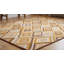 Tapis en laine noué à la main de conception unique 9 pi x 12 pi moutarde / brun / blanc / beige