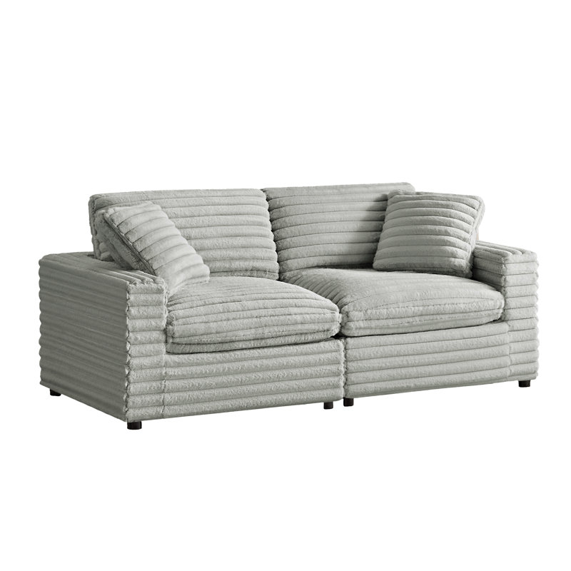 Canapé modulaire 2 pièces en tissu moelleux de type polyester