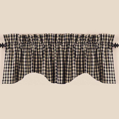 Cremeans Cotton Blend Checkered Scalloped Window Valance