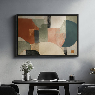 Art mural encadré - Formes géométriques abstraites modernes dans des tons de terre - 16 po x 24 po, 24 po x 36 po