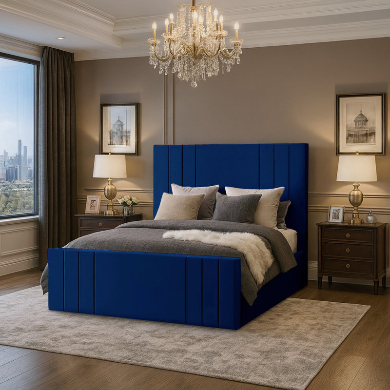 Bandur Upholstered Ottoman Storage Bed, Double (4'6), Marine