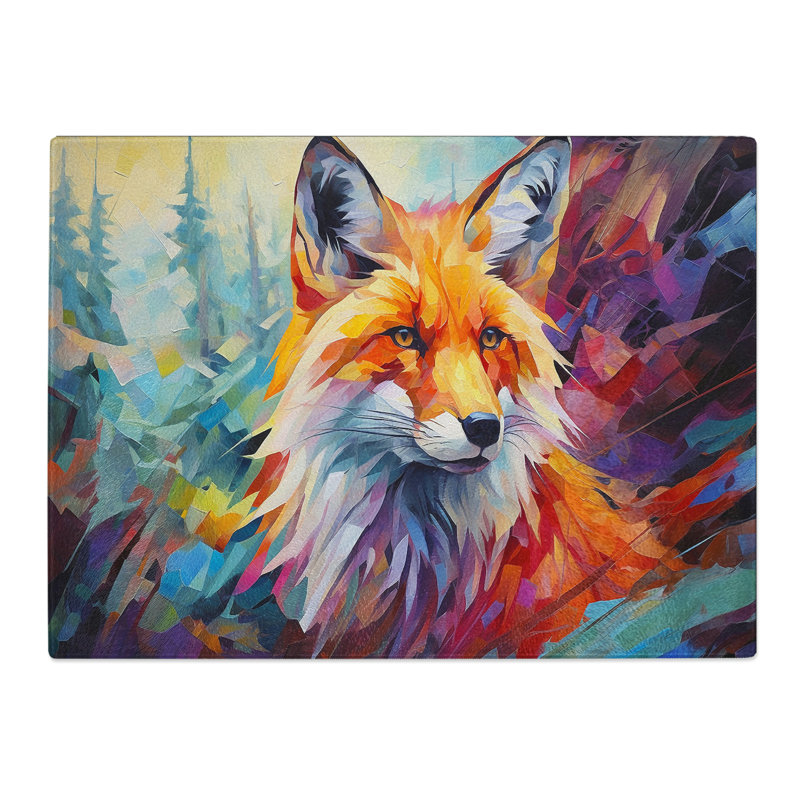 Fox Abstract  Glass Chopping Board