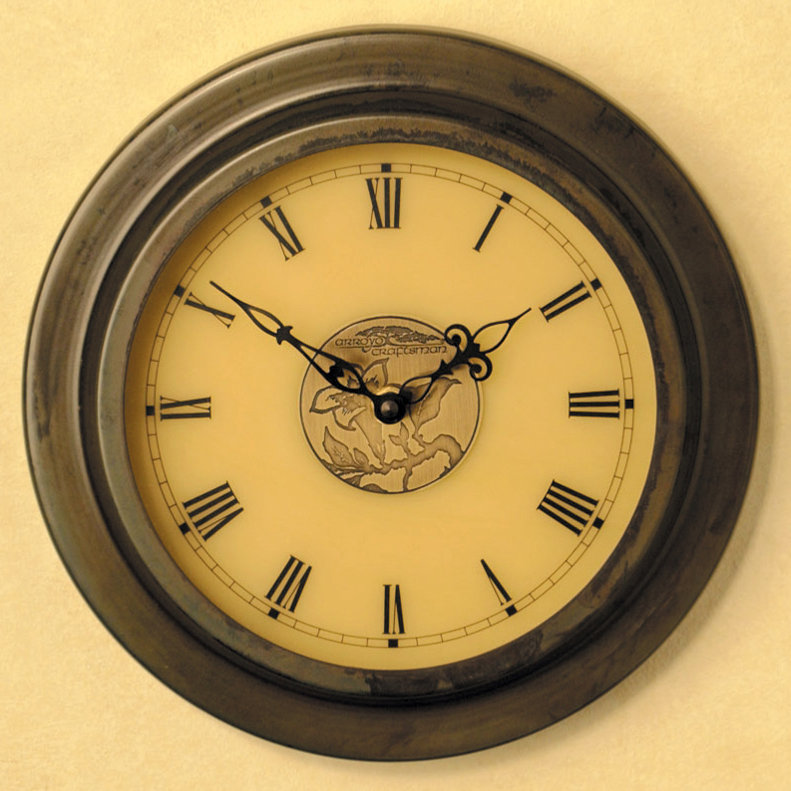 Pasadena Metal Analog Wall Clock, Verdigris Patina