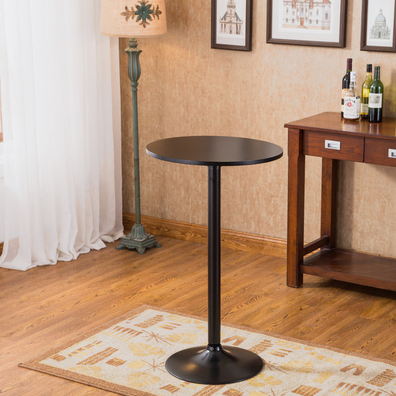 Laterrian End Table Belham Round Top Adjustable Height with Base Metal Bar Table, 40" H x 24" W x 24" D, Black, Black