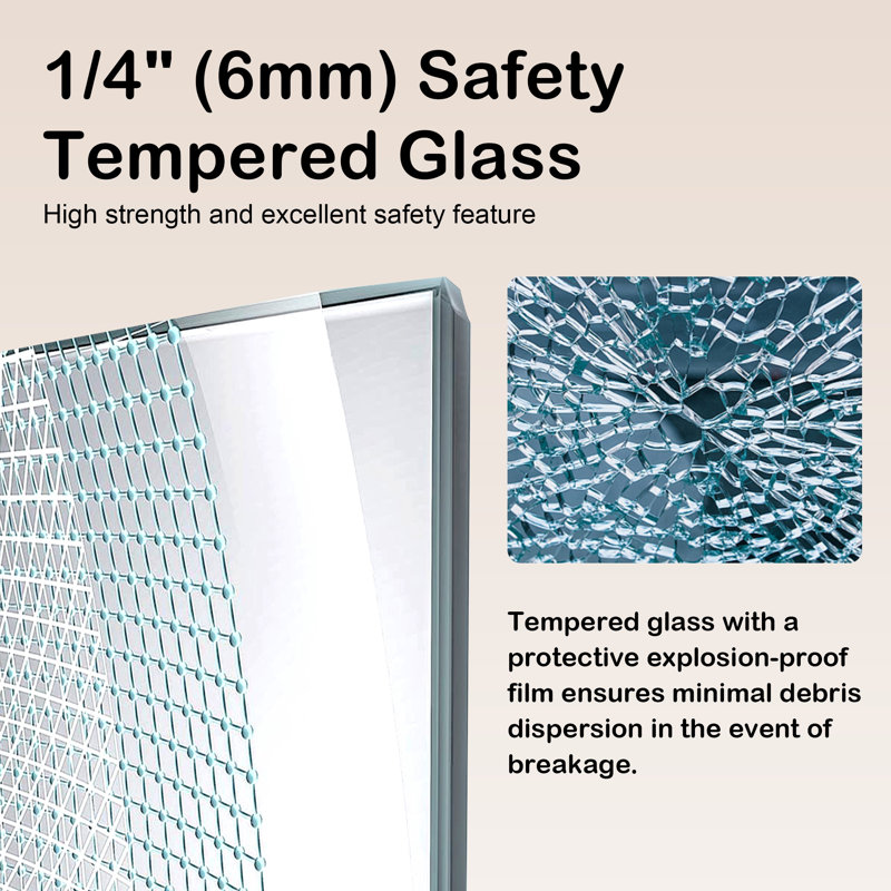 44" To 48" X 72" Aluminum Framed Double Sliding Shower Door, With 1/4" Tempered Glass, With Explosion Proof Film, Stainless Steel Handle