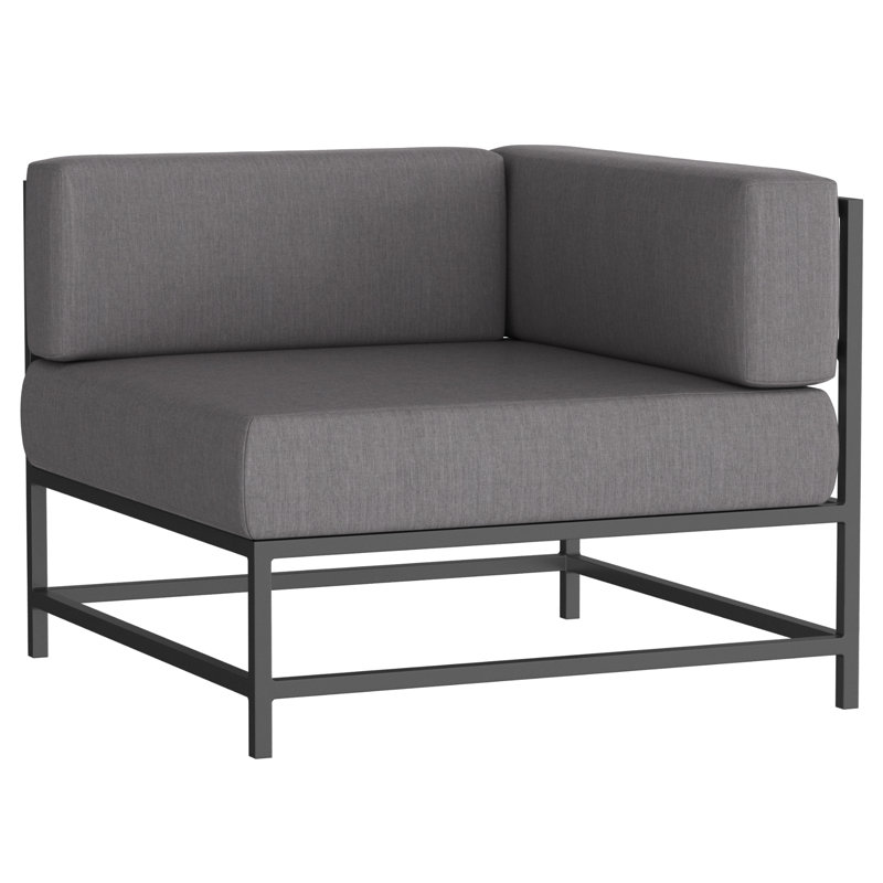 Chaise de patio avec coussins Sunbrella Delano, Gris Tex, Toile granit