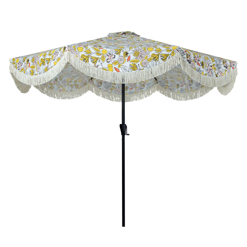 Parasol de marché 9 pi Sain, Blanc; rouge; jaune / floral