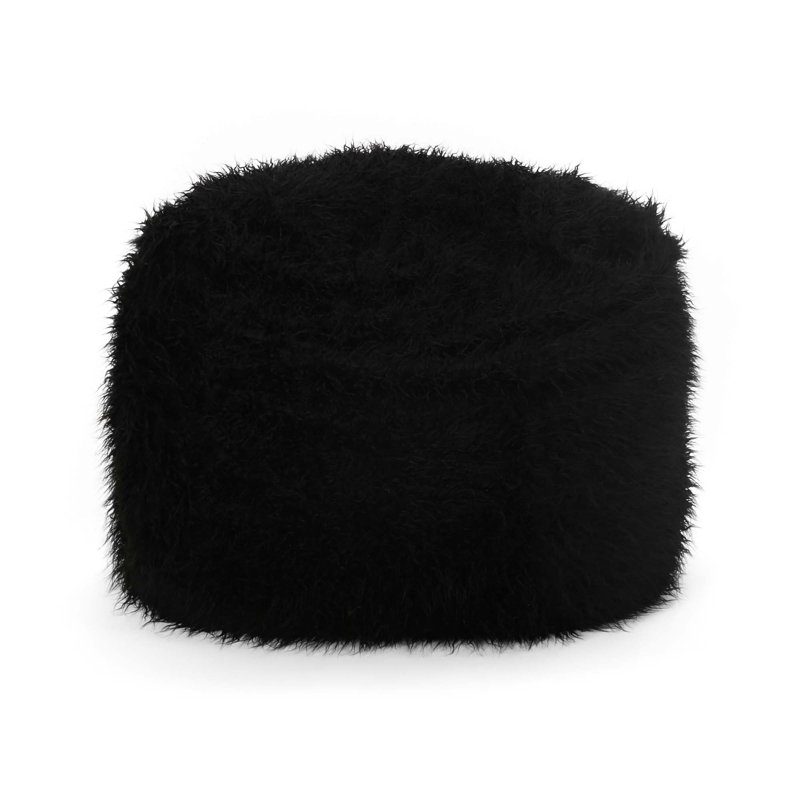 Pouf rond en fausse fourrure 5 pieds, Similifourrure noire