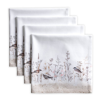 Serviettes de table Maison d'Hermine Meadow Florals - Brunes, 100 % coton - 51 x 51 cm